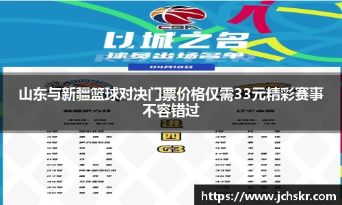 山东与新疆篮球对决门票价格仅需33元精彩赛事不容错过